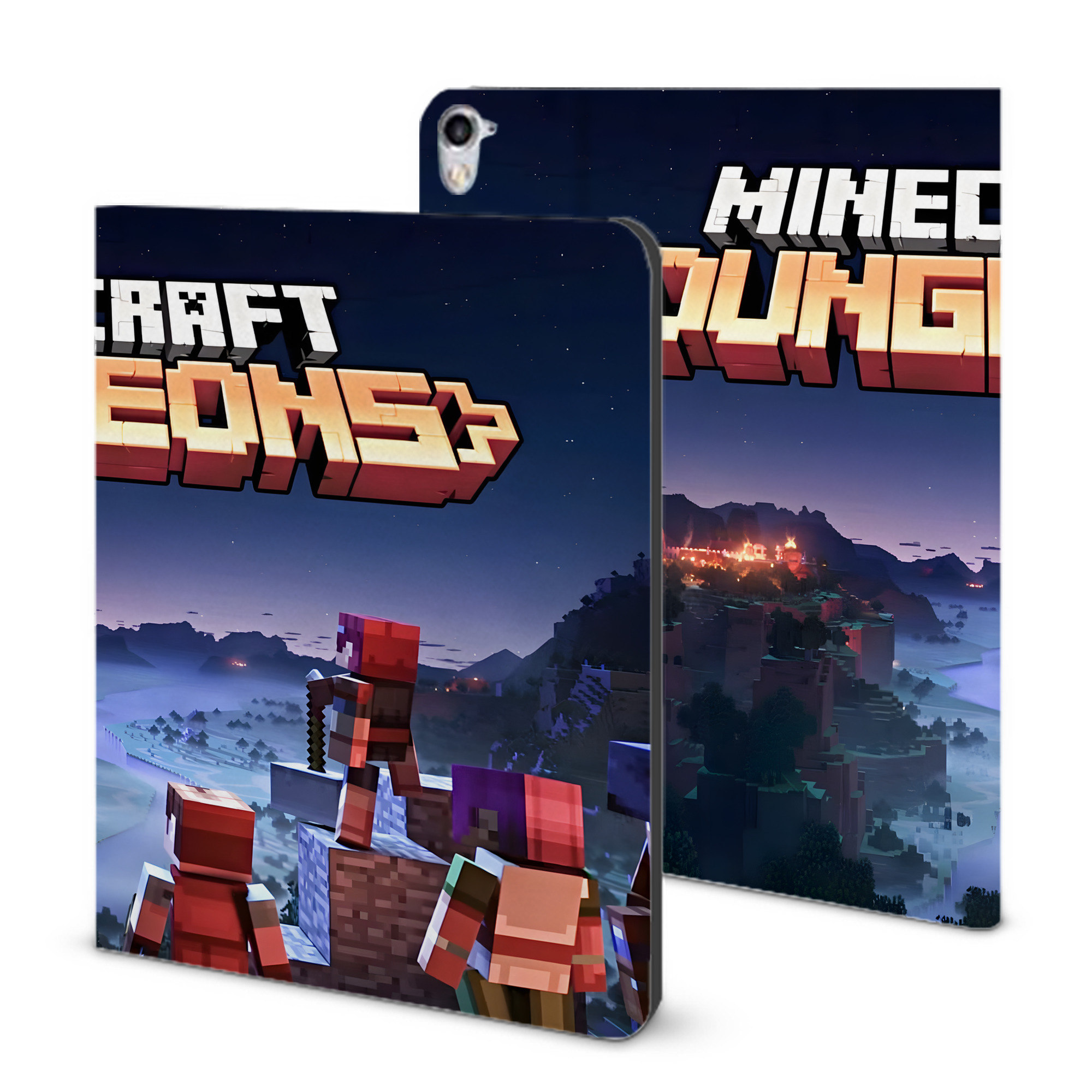 （画像用） マインクラフト ブロックの世界 Minecraft MC Block world IPad ケース ブック型 PUレザー TPU 耐衝撃 軽量 薄型 ペン収納なし 全面保護 IPad 各モデル対応